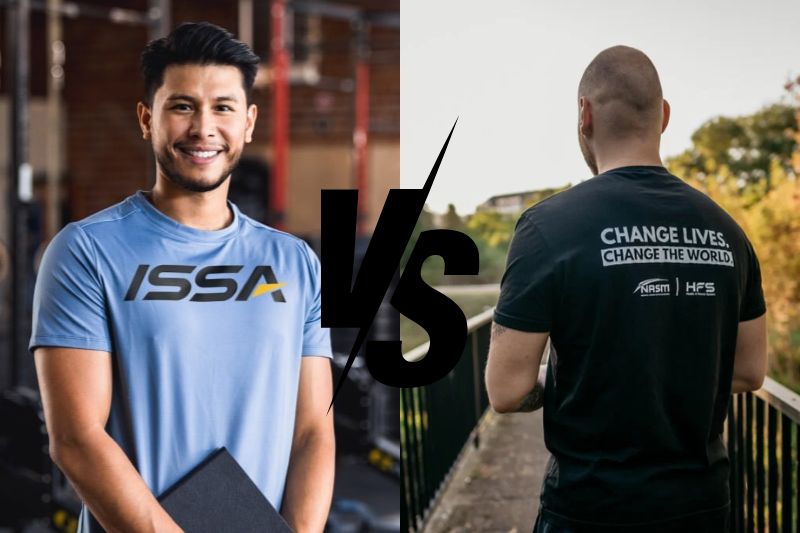 ISSA vs NASM - Personal Trainers standing side by side